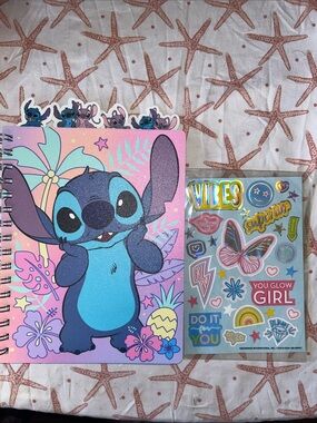 Disney Stitch Spiral Notebook in Pink and Blue with Stickers